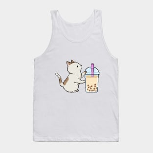 Pixel Kitty Loves Boba Tea! Tank Top